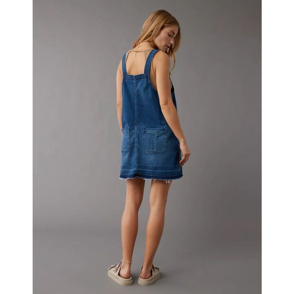 AMERICAN EAGLE Women’s Blue Sleeveless Denim Button Front Pinafore Dress XS - Picture 2 of 8